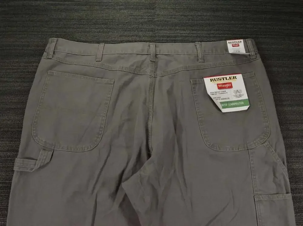 Wrangler Workwear Pants Mens 44x32 Gray Utility Carpenter Canvas Work